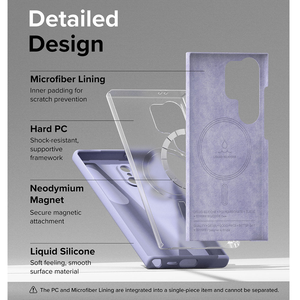 Picture of Samsung Galaxy S24 Ultra Case | Ringke Soft Liquid Silicone Case with Magnetic Ring Protection Case for Samsung Galaxy S24 Ultra (Lavender)