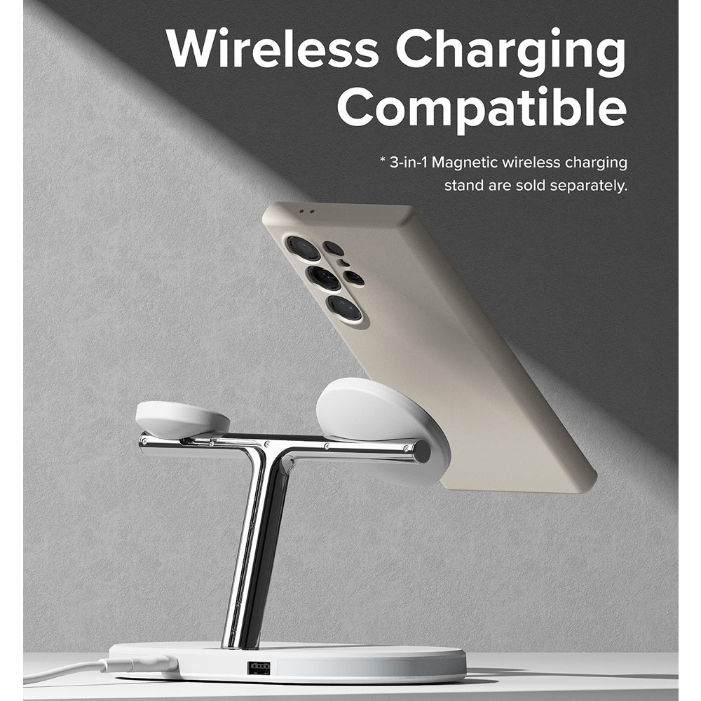 Picture of Samsung Galaxy S24 Ultra Case | Ringke Soft Liquid Silicone Case with Magnetic Ring Protection Case for Samsung Galaxy S24 Ultra (Stone)