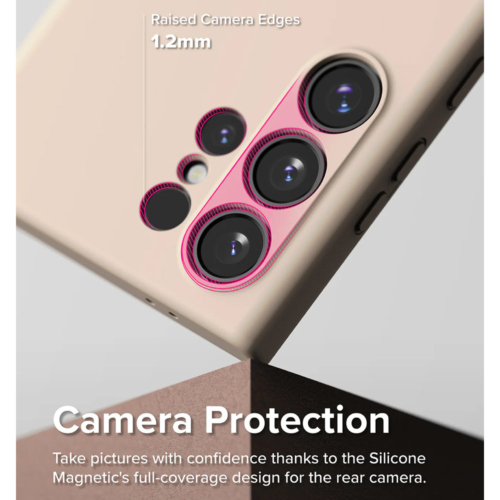 Picture of Samsung Galaxy S24 Ultra Case | Ringke Soft Liquid Silicone Case with Magnetic Ring Protection Case for Samsung Galaxy S24 Ultra (Pink Sand)