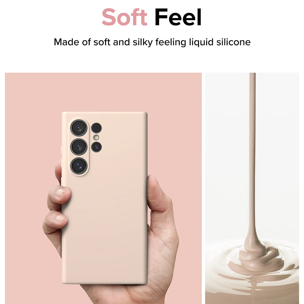 Picture of Samsung Galaxy S24 Ultra Case | Ringke Soft Liquid Silicone Case with Magnetic Ring Protection Case for Samsung Galaxy S24 Ultra (Pink Sand)