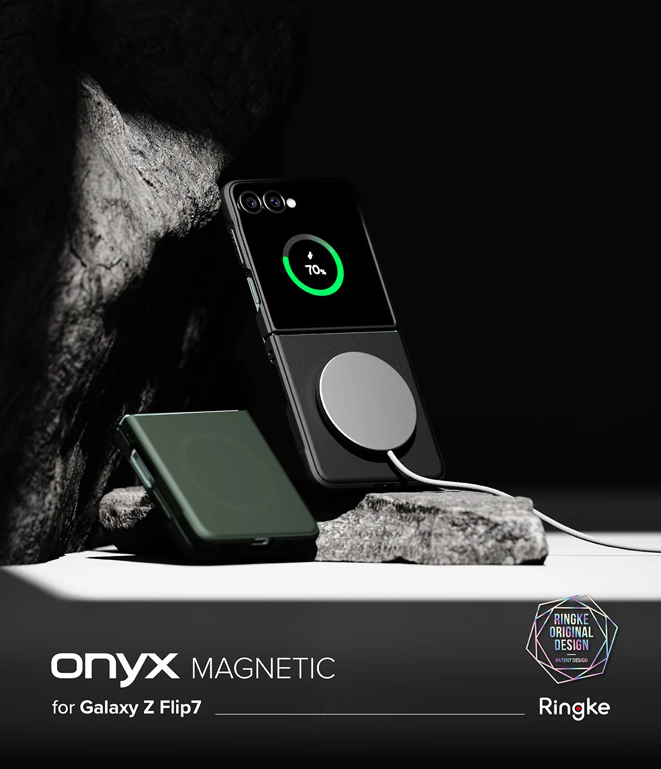 Picture of Samsung Galaxy Z Flip 7 Case | Ringke Onyx Magnetic Heavy Duty Case for Samsung Galaxy Z Flip 7 (Black)