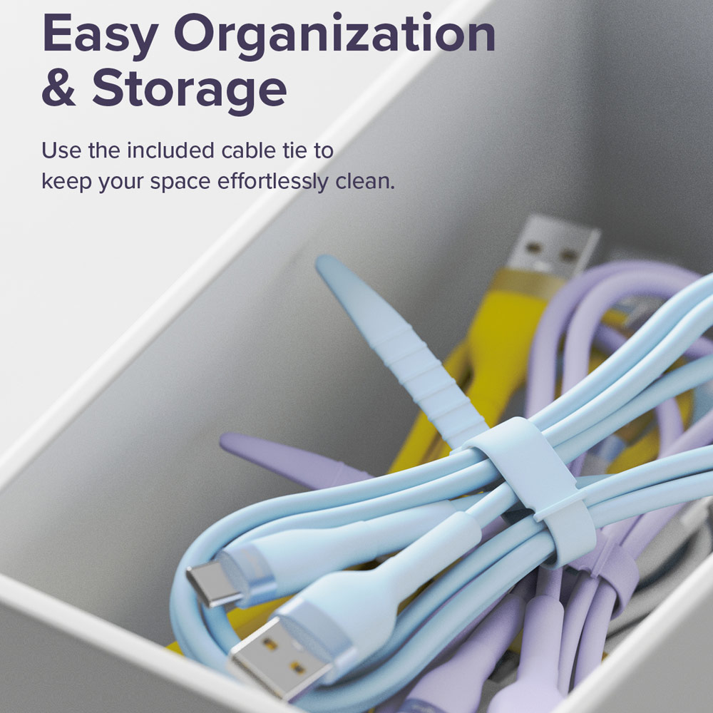 Picture of Ringke Pastel TPE Durable Cable with Cable Tie Organizer QC2.0 Fast Charge USB A to Type C (Purple 200cm)