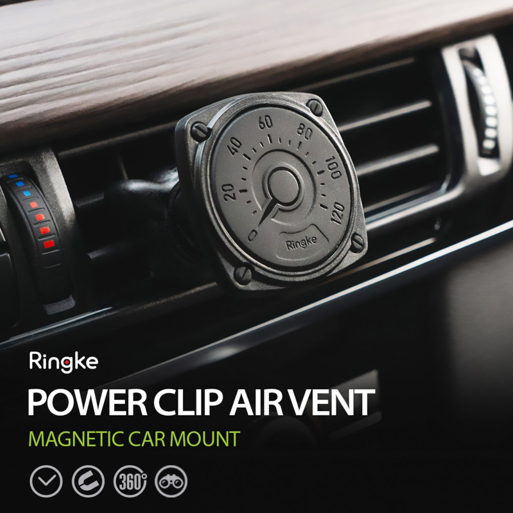 Picture of Apple iPhone 13 Pro Max 6.7 Power Bank | Ringke Magnetic Power Clip Air Vent Car Mounts Holders for Smartphone (Black)