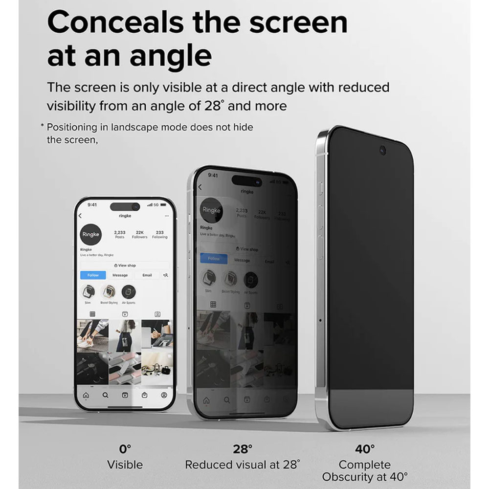 Picture of Apple iPhone 15 Pro 6.1 Screen Protector | Ringke Tempered Glass Full Cover Glass Screen Protector with Installation Jig Helper for iPhone 15 Pro 6.1 (Privacy Anti View Peep Spy Black)