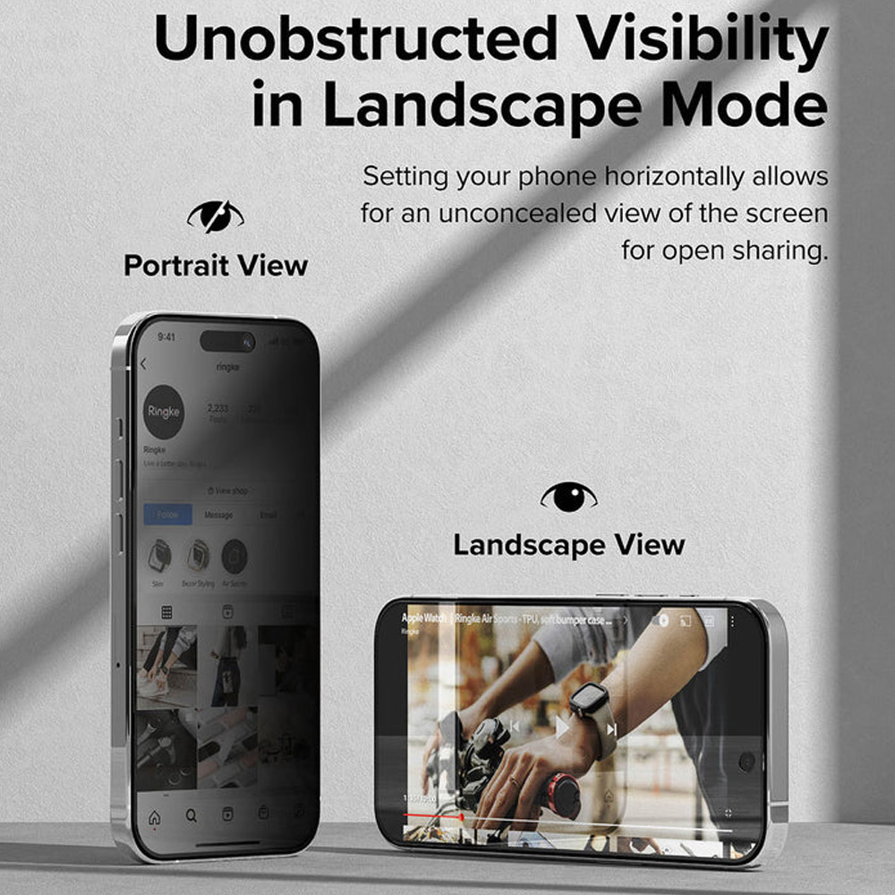 Picture of Apple iPhone 15 6.1 Screen Protector | Ringke Tempered Glass Full Cover Glass Screen Protector with Installation Jig Helper for iPhone 15 6.1 (Privacy Anti View Peep Spy Black)