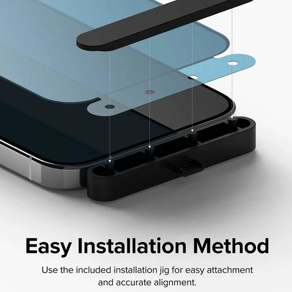 Picture of Apple iPhone 15 6.1 Screen Protector | Ringke Tempered Glass Full Cover Glass Screen Protector with Installation Jig Helper for iPhone 15 6.1 (Privacy Anti View Peep Spy Black)