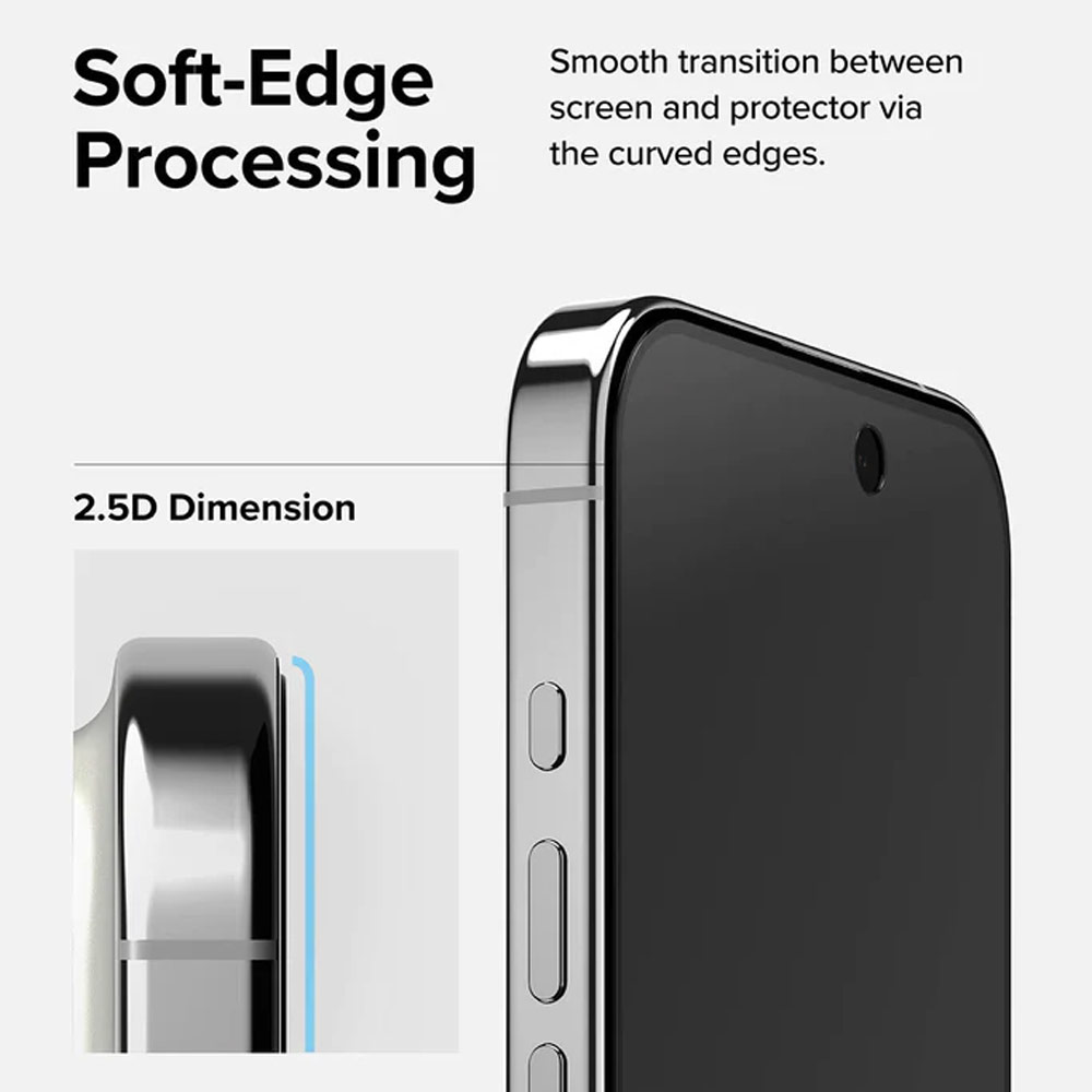 Picture of Apple iPhone 15 6.1 Screen Protector | Ringke Tempered Glass Full Cover Glass Screen Protector with Installation Jig Helper for iPhone 15 6.1 (Privacy Anti View Peep Spy Black)