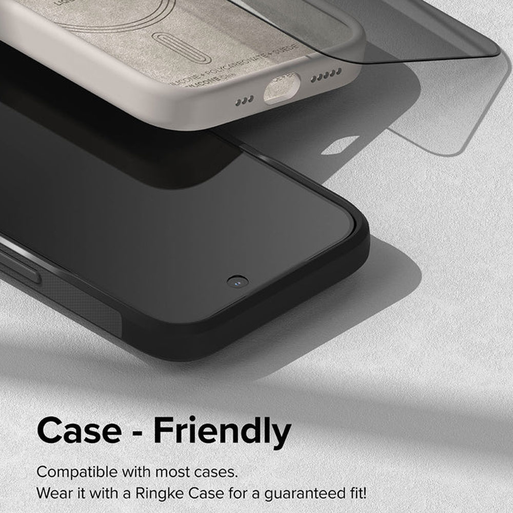 Picture of Apple iPhone 15 6.1 Screen Protector | Ringke Tempered Glass Full Cover Glass Screen Protector with Installation Jig Helper for iPhone 15 6.1 (Privacy Anti View Peep Spy Black)