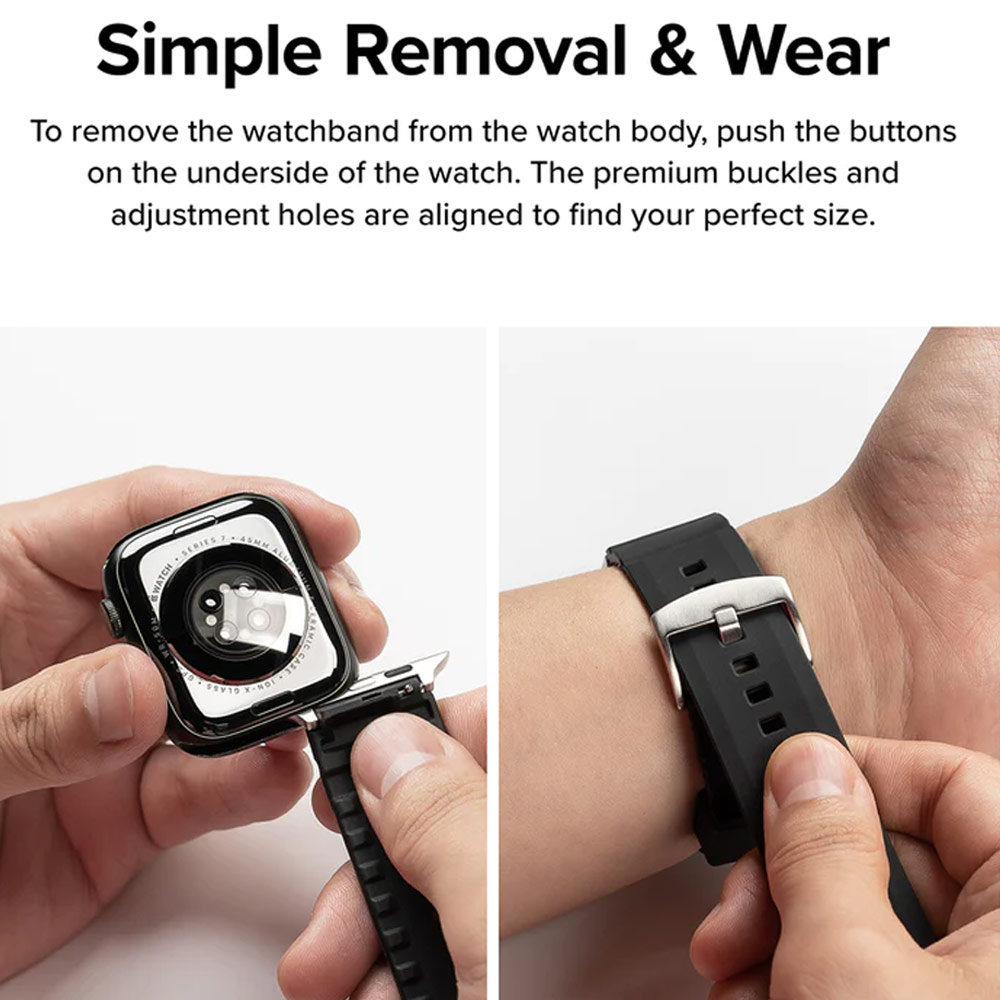 Picture of Apple Watch 42mm  | Ringke TPU Rubber One Band Bold Waterproof Sweat Proof Strap for Apple Watch Series 4 5 6 8 42mm 44mm 45mm 49mm Ultra (Orange)