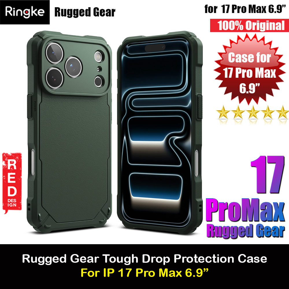 Picture of Ringke Rugged Gear Drop Protection Case for iPhone 17 Pro Max 6.9 (Dark Green) Apple iPhone 17 Pro Max 6.9- Apple iPhone 17 Pro Max 6.9 Cases, Apple iPhone 17 Pro Max 6.9 Covers, iPad Cases and a wide selection of Apple iPhone 17 Pro Max 6.9 Accessories in Malaysia, Sabah, Sarawak and Singapore 