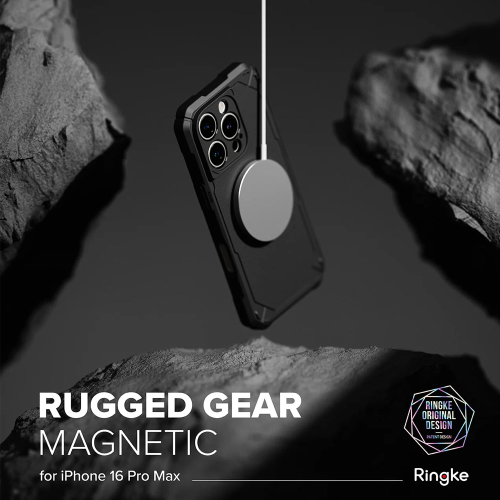 Picture of Apple iPhone 16 Pro Max 6.9 Case | Ringke Rugged Gear Magnetic Charging Compatible Drop Protection Case for Apple iPhone 16 Pro Max 6.9 (Black)