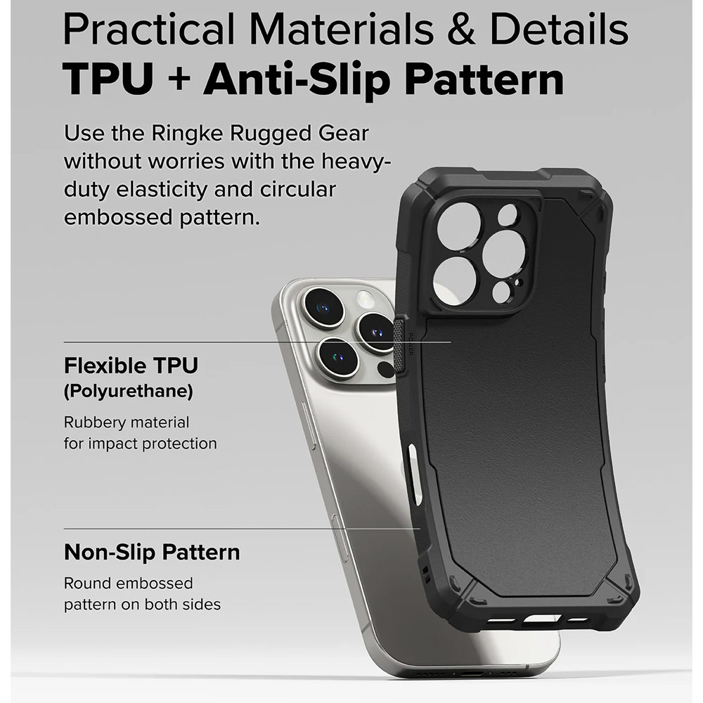 Picture of Apple iPhone 16 Pro Max 6.9 Case | Ringke Rugged Gear Magnetic Charging Compatible Drop Protection Case for Apple iPhone 16 Pro Max 6.9 (Black)