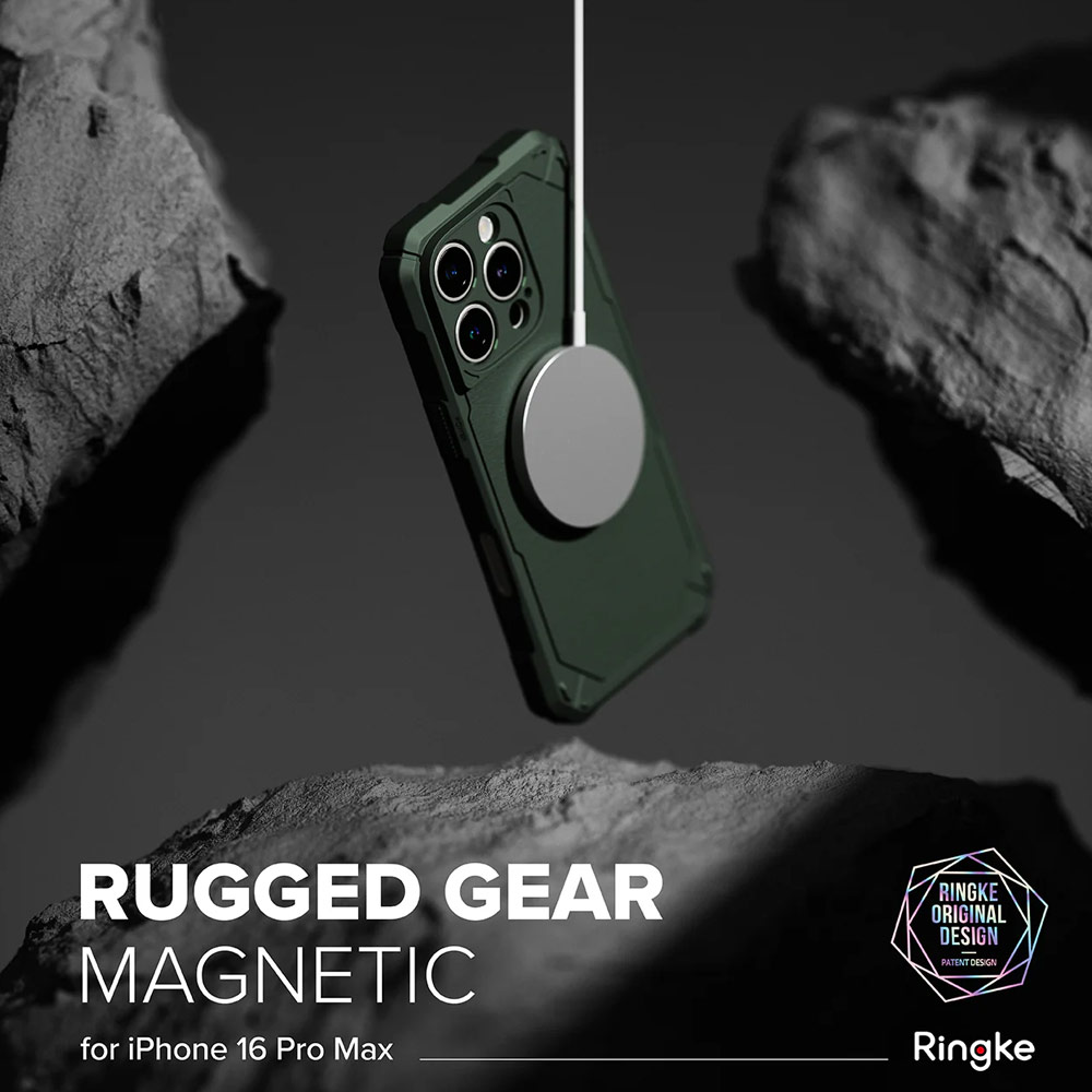 Picture of Apple iPhone 16 Pro Max 6.9 Case | Ringke Rugged Gear Magnetic Charging Compatible Drop Protection Case for Apple iPhone 16 Pro Max 6.9 (Dark Green)
