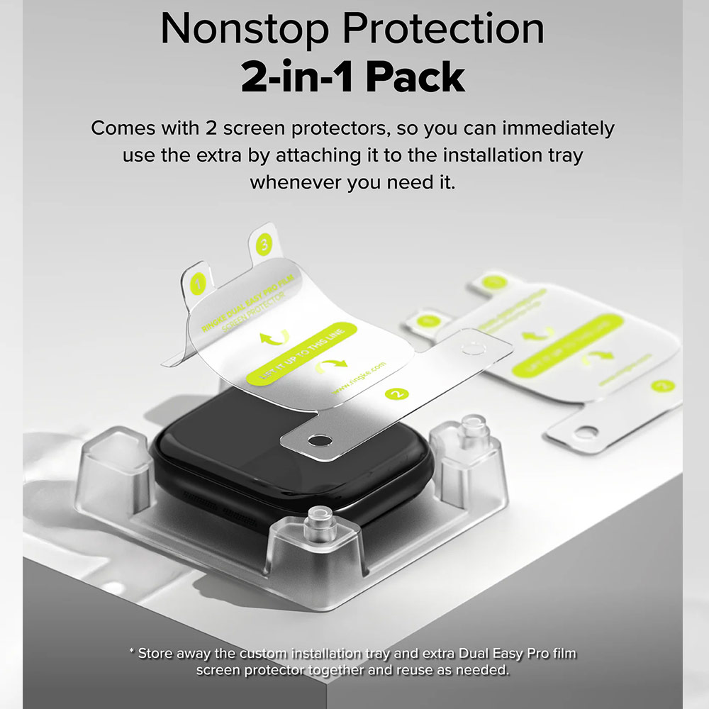 Picture of Apple Watch 10 42mm Screen Protector | Ringke Screen Protector Dual Easy Film Pro High Quality EPU Self Healing Anti Finger Print Soft Screen Protector for Apple Watch Series 10 42mm (Clear) 2pcs