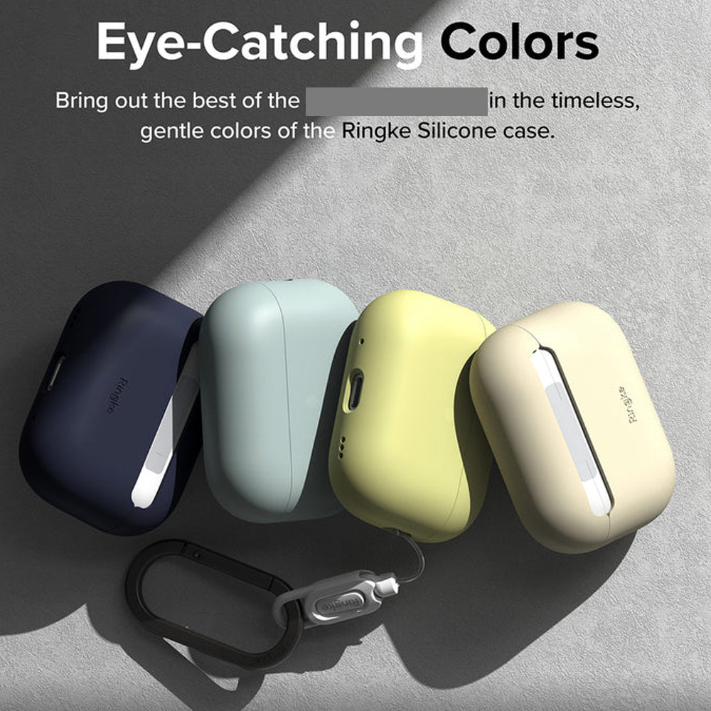 Picture of Apple Airpods Pro 2 Case | Ringke Silicone Soft Feel Hard Protective Protection Case with Carabiner for Apple Airpods Pro 2 (Seaform)