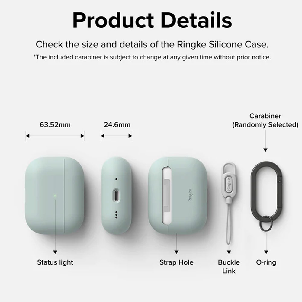 Picture of Apple Airpods Pro 2 Case | Ringke Silicone Soft Feel Hard Protective Protection Case with Carabiner for Apple Airpods Pro 2 (Seaform)