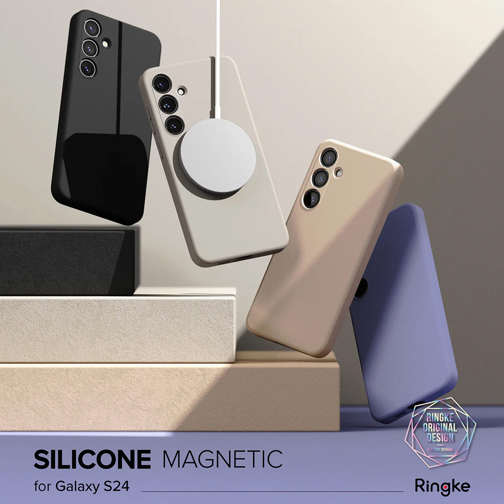 Picture of Samsung Galaxy S24 Case | Ringke Soft Liquid Silicone Case with Magnetic Ring Protection Case for Samsung Galaxy S24 (Black)