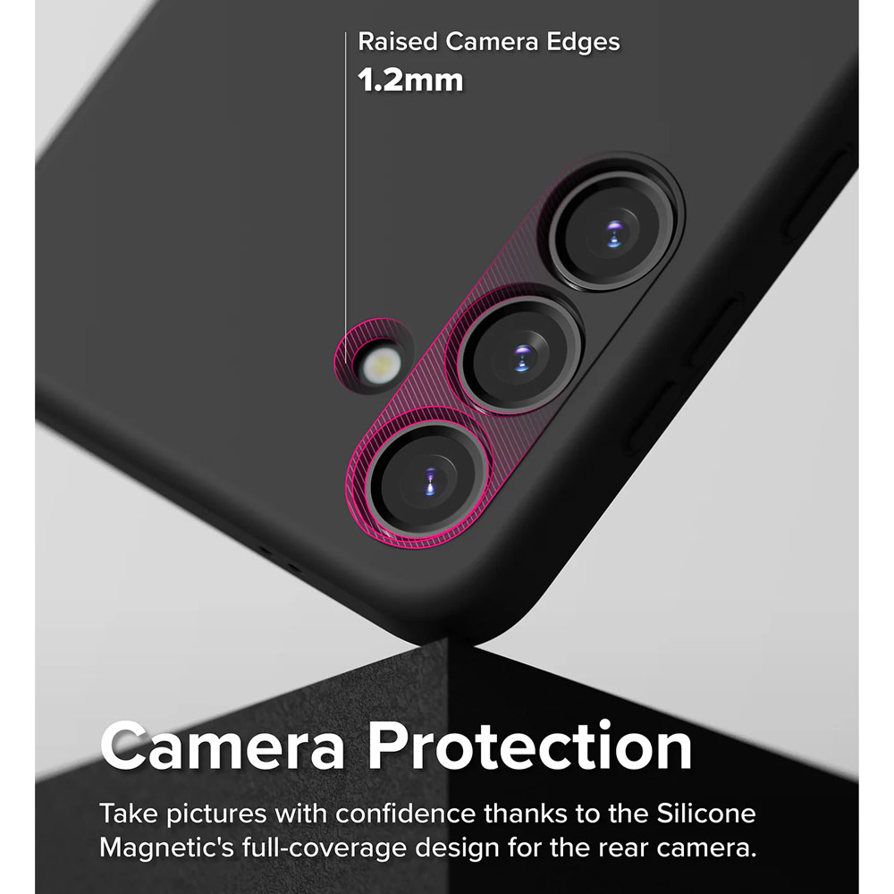 Picture of Samsung Galaxy S24 Case | Ringke Soft Liquid Silicone Case with Magnetic Ring Protection Case for Samsung Galaxy S24 (Black)