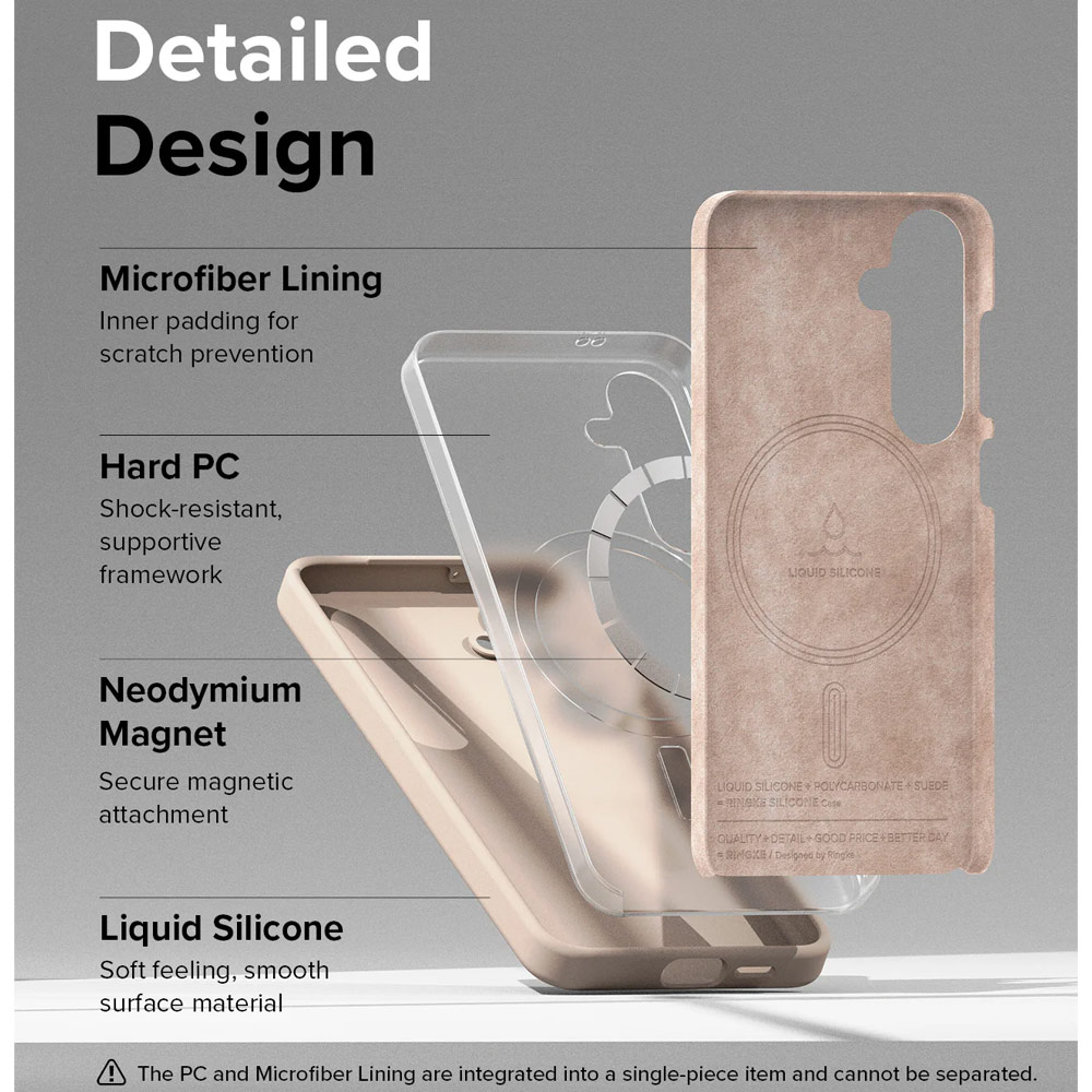 Picture of Samsung Galaxy S24 Case | Ringke Soft Liquid Silicone Case with Magnetic Ring Protection Case for Samsung Galaxy S24 (Pink Sand)