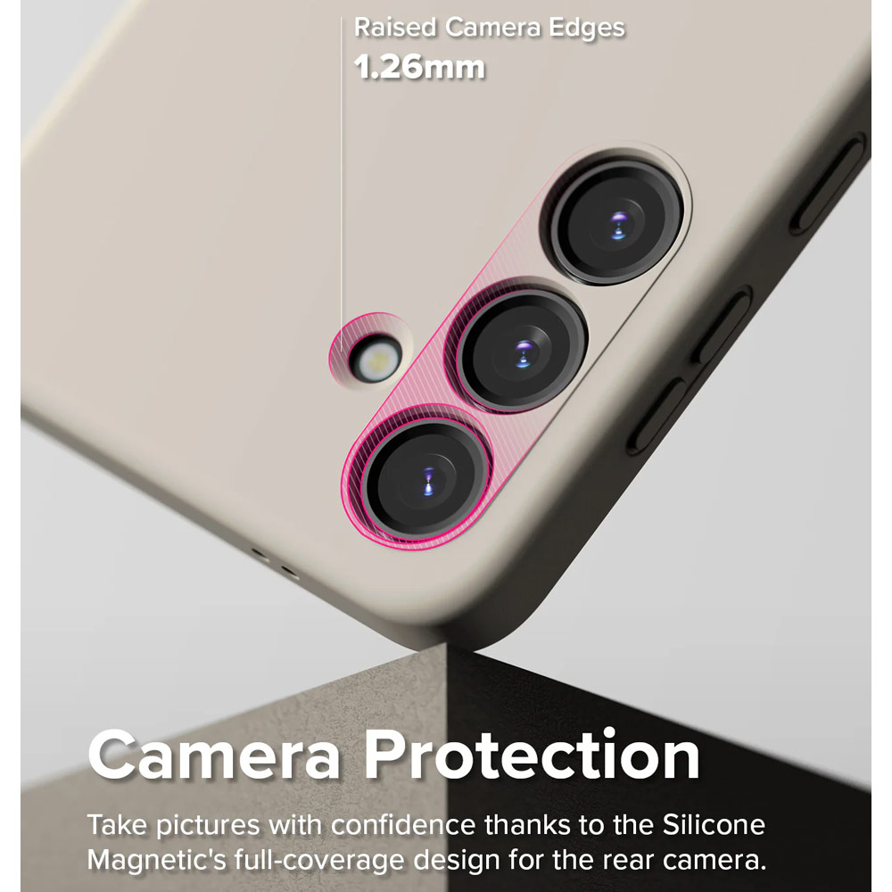 Picture of Samsung Galaxy S24 Case | Ringke Soft Liquid Silicone Case with Magnetic Ring Protection Case for Samsung Galaxy S24 (Stone)