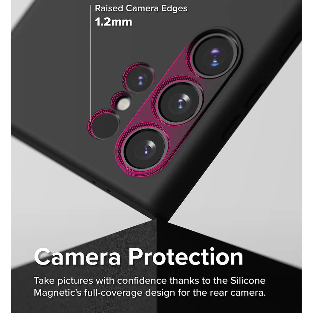 Picture of Samsung Galaxy S24 Ultra Case | Ringke Soft Liquid Silicone Case with Magnetic Ring Protection Case for Samsung Galaxy S24 Ultra (Black)