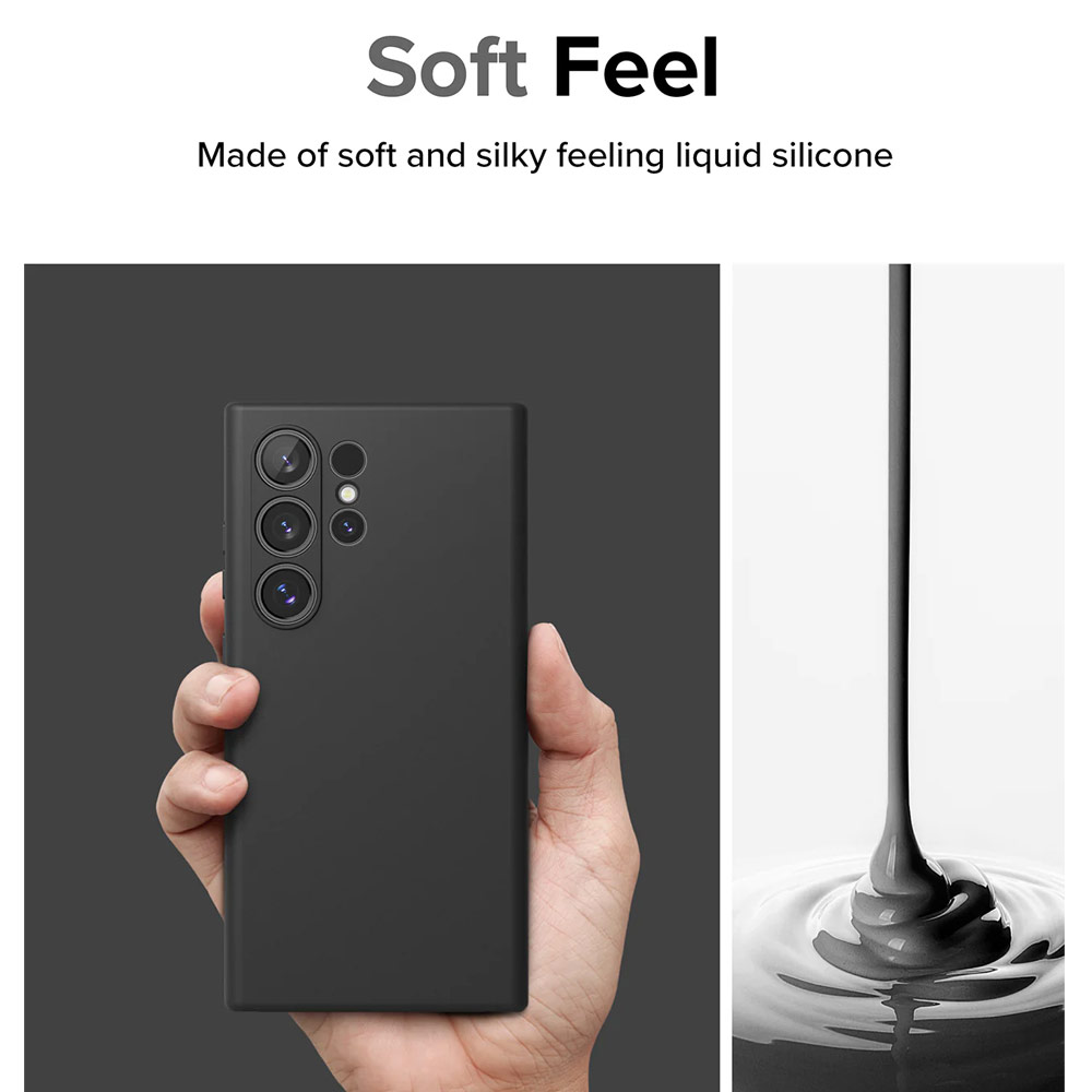 Picture of Samsung Galaxy S24 Ultra Case | Ringke Soft Liquid Silicone Case with Magnetic Ring Protection Case for Samsung Galaxy S24 Ultra (Black)