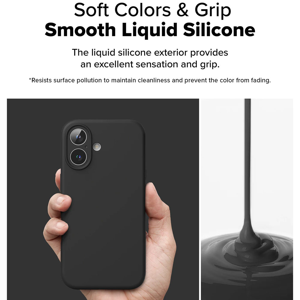 Picture of Apple iPhone 16 6.1 Case | Ringke Silicone Magnetic Drop Protection Case for iPhone 16 6.1 (Black)