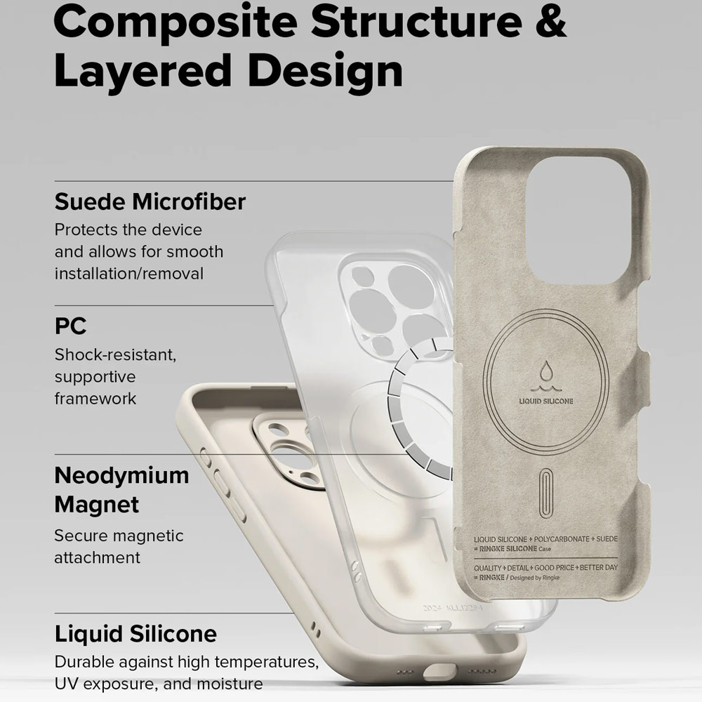 Picture of Apple iPhone 16 Pro Max 6.9 Case | Ringke Silicone Magnetic Drop Protection Case for iPhone 16 Pro Max 6.9 (Stone)