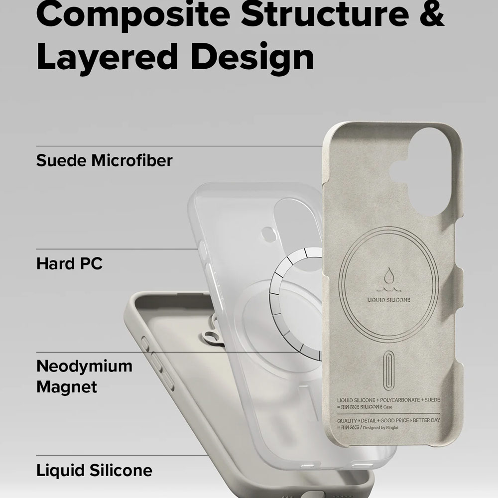 Picture of Apple iPhone 17 6.3 Case | Ringke Silicone Magnetic Soft Liquid Silicone Drop Protection Case with Camera Control Button for iPhone 17 6.3 (Stone)