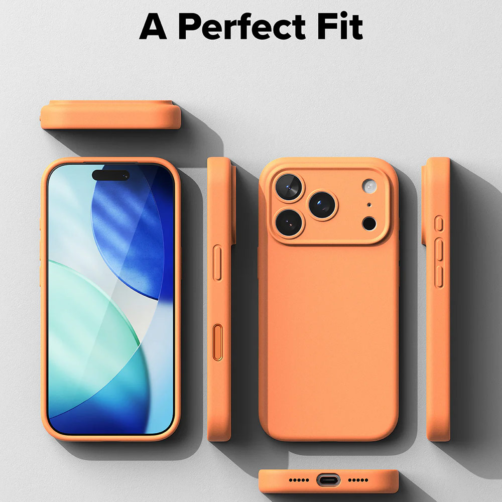 Picture of Apple iPhone 17 Pro 6.3 Case | Ringke Silicone Magnetic Soft Liquid Silicone Drop Protection Case with Camera Control Button for iPhone 17 Pro 6.3 (Tangerie)