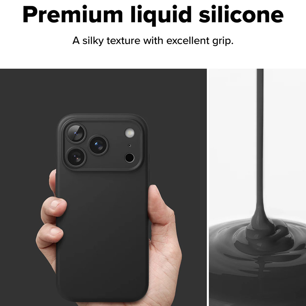 Picture of Apple iPhone 17 Pro 6.3 Case | Ringke Silicone Magnetic Soft Liquid Silicone Drop Protection Case with Camera Control Button for iPhone 17 Pro 6.3 (Black)