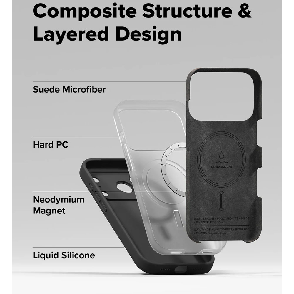 Picture of Apple iPhone 17 Pro 6.3 Case | Ringke Silicone Magnetic Soft Liquid Silicone Drop Protection Case with Camera Control Button for iPhone 17 Pro 6.3 (Black)