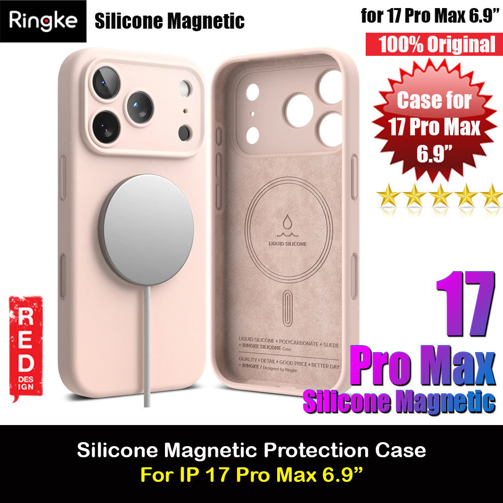 Picture of Ringke Silicone Magnetic Soft Liquid Silicone Drop Protection Case with Camera Control Button for iPhone 17 Pro Max 6.9 (Pink Sand) Apple iPhone 17 Pro Max 6.9- Apple iPhone 17 Pro Max 6.9 Cases, Apple iPhone 17 Pro Max 6.9 Covers, iPad Cases and a wide selection of Apple iPhone 17 Pro Max 6.9 Accessories in Malaysia, Sabah, Sarawak and Singapore 