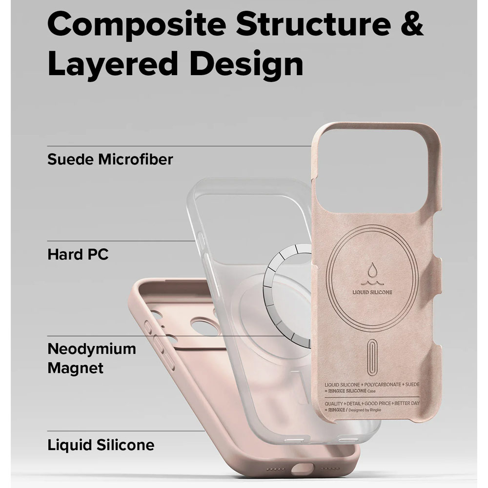 Picture of Apple iPhone 17 Pro Max 6.9 Case | Ringke Silicone Magnetic Soft Liquid Silicone Drop Protection Case with Camera Control Button for iPhone 17 Pro Max 6.9 (Pink Sand)