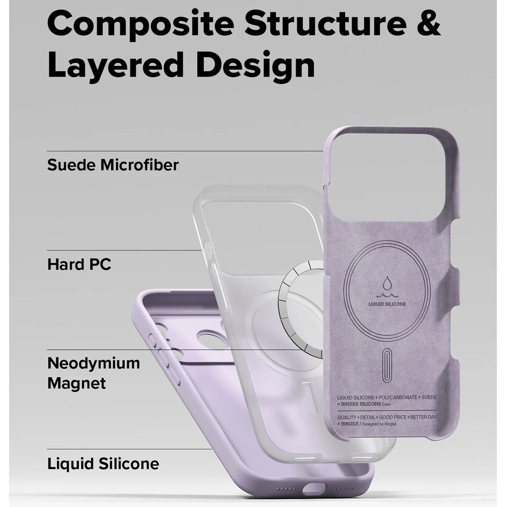 Picture of Apple iPhone 17 Pro 6.3 Case | Ringke Silicone Magnetic Soft Liquid Silicone Drop Protection Case with Camera Control Button for iPhone 17 Pro 6.3 (Light Purple)