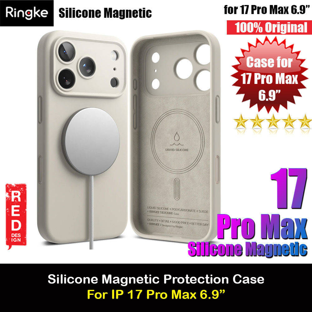 Picture of Ringke Silicone Magnetic Soft Liquid Silicone Drop Protection Case with Camera Control Button for iPhone 17 Pro Max 6.9 (Stone) Apple iPhone 17 Pro Max 6.9- Apple iPhone 17 Pro Max 6.9 Cases, Apple iPhone 17 Pro Max 6.9 Covers, iPad Cases and a wide selection of Apple iPhone 17 Pro Max 6.9 Accessories in Malaysia, Sabah, Sarawak and Singapore 