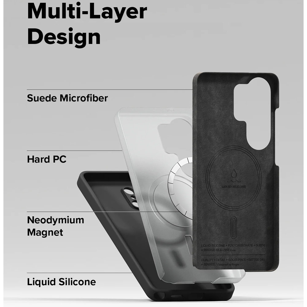 Picture of Samsung Galaxy S26 Case | Ringke Silicone Magnetic Soft Protection Case for Samsung Galaxy S26 (Black)