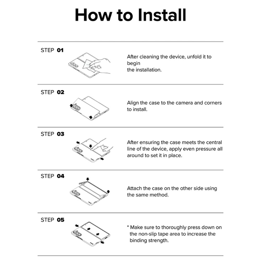 Picture of Samsung Galaxy Z Fold 5 Case | Ringke Anti Yellowing Ultra Slim Protection Case with Strap Hole for Samsung Galaxy Z Fold 5 (Black)