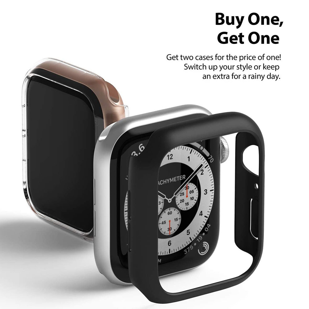 Picture of Apple Watch 40mm Case | Ringke Slim Perfect Fit Case for Apple Watch Series 4 5 6 SE 40mm  (2 PACK with Clear and Black)