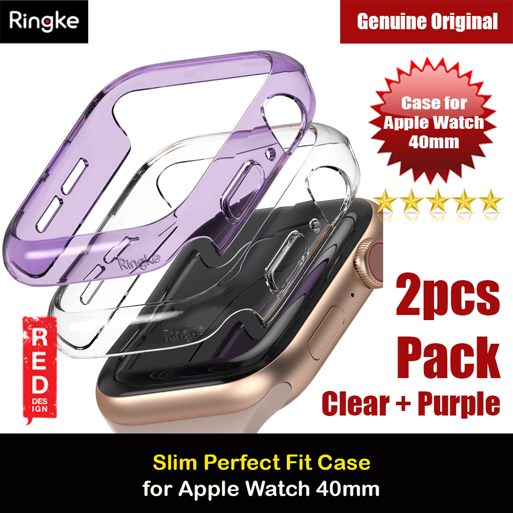 Picture of Ringke Slim Perfect Fit Case for Apple Watch Series 4 5 6 SE 40mm  (2 PACK with Clear and Purple) Apple Watch 40mm- Apple Watch 40mm Cases, Apple Watch 40mm Covers, iPad Cases and a wide selection of Apple Watch 40mm Accessories in Malaysia, Sabah, Sarawak and Singapore 
