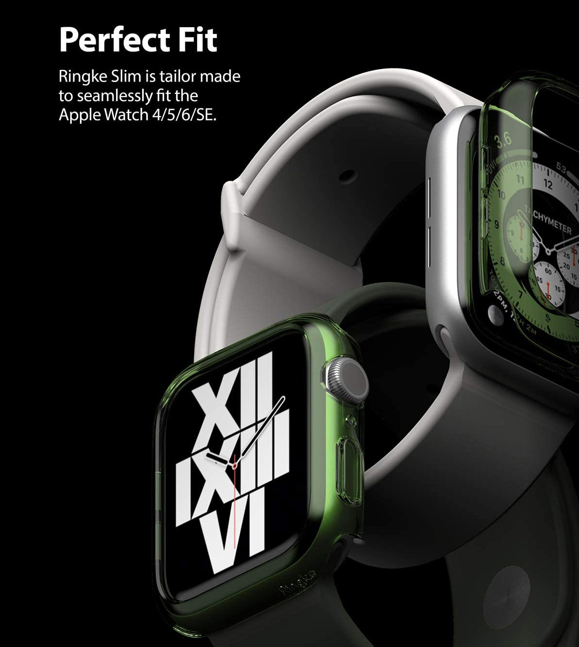 Picture of Apple Watch 40mm Case | Ringke Slim Perfect Fit Case for Apple Watch Series 4 5 6 SE 40mm  (2 PACK with Clear and Olive Green)