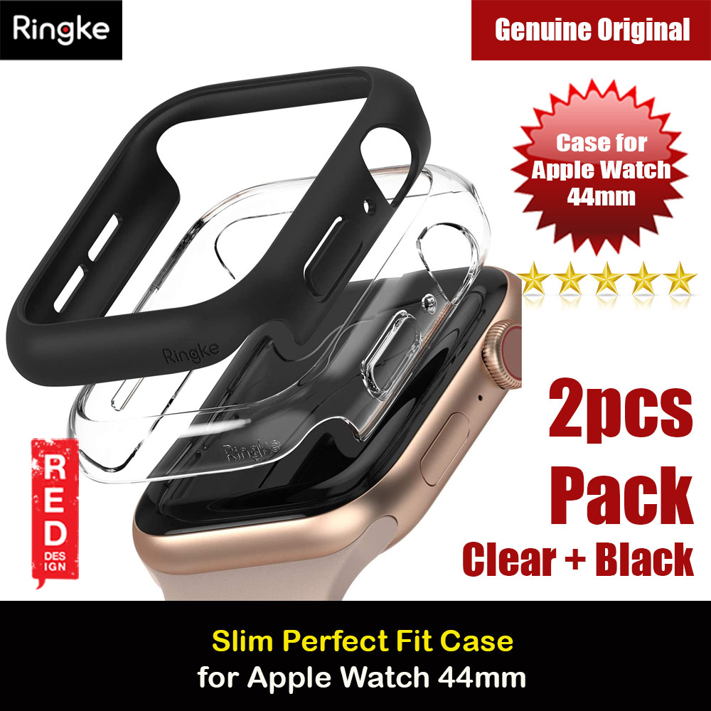Picture of Ringke Slim Perfect Fit Case for Apple Watch Series 4 5 6 SE 44mm  (2 PACK with Clear and Black) Apple Watch 44mm- Apple Watch 44mm Cases, Apple Watch 44mm Covers, iPad Cases and a wide selection of Apple Watch 44mm Accessories in Malaysia, Sabah, Sarawak and Singapore 