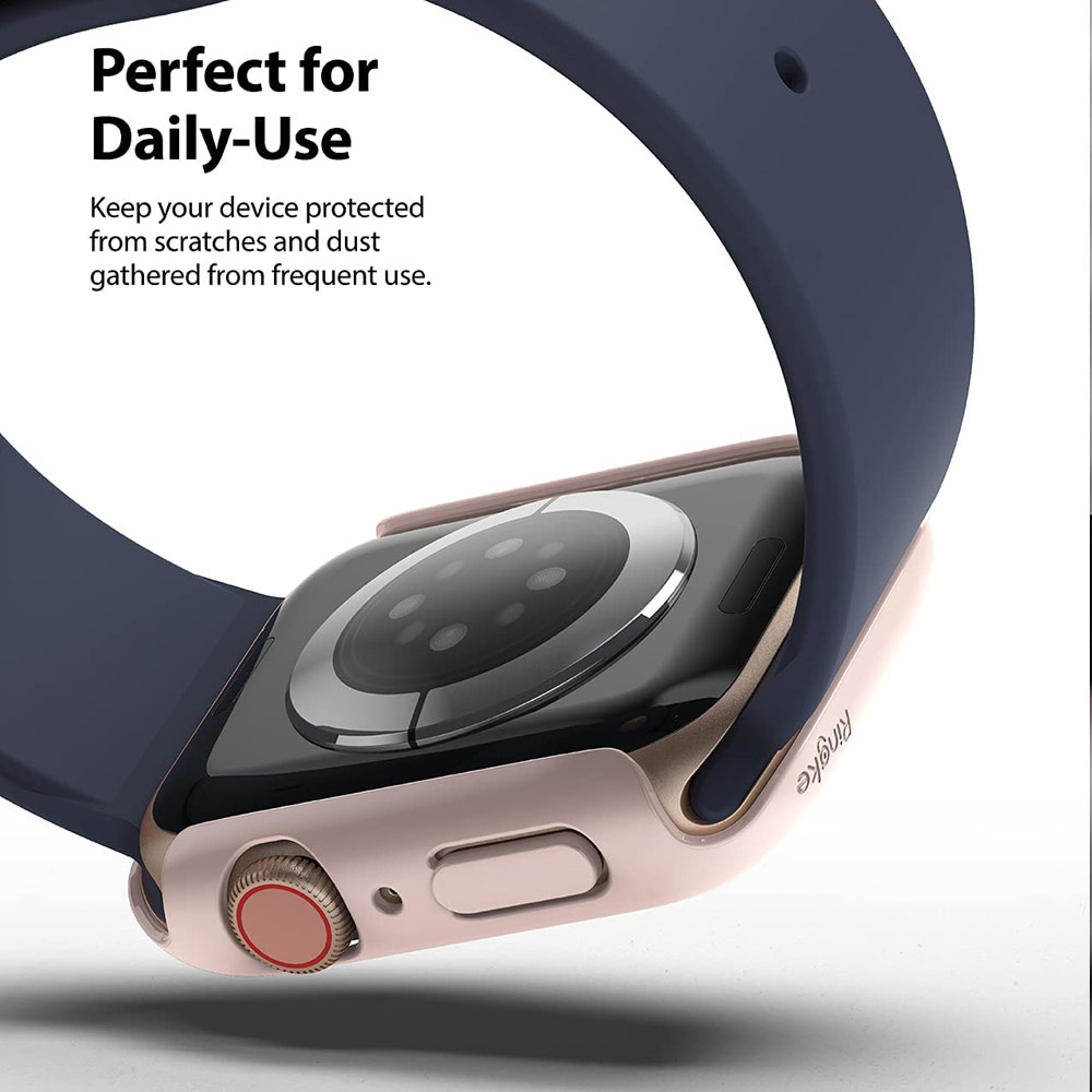 Picture of Apple Watch 44mm Case | Ringke Slim Perfect Fit Case for Apple Watch Series 4 5 6 SE 44mm  (2 PACK with Clear and Peach Pink)