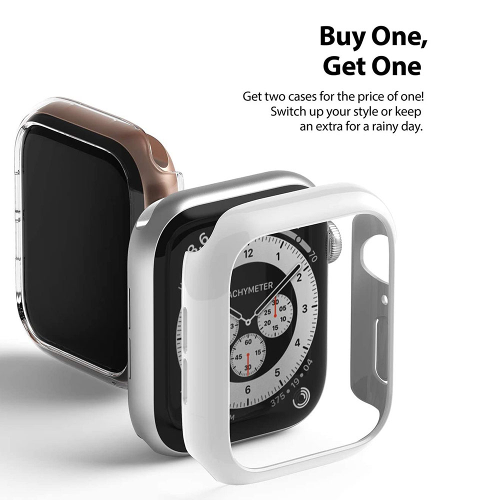 Picture of Apple Watch 44mm Case | Ringke Slim Perfect Fit Case for Apple Watch Series 4 5 6 SE 44mm  (2 PACK with Clear and Chrome Rose Gold)