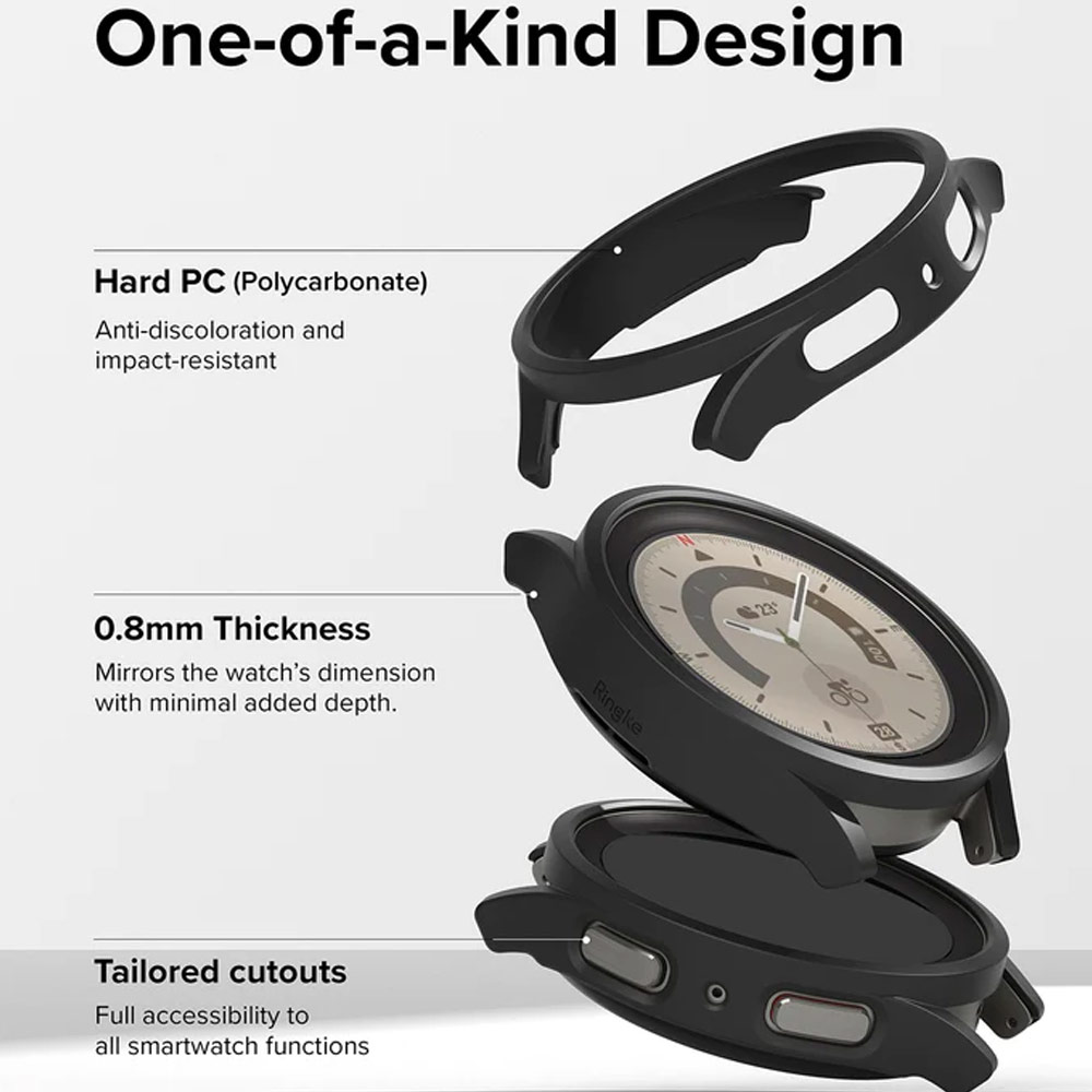 Picture of Samsung Galaxy Watch 5 Pro 45mm Case | Ringke Slim Case Durable PC Protection Case for Samsung Galaxy Watch 5 Pro Series 45mm (Dark Chrome)