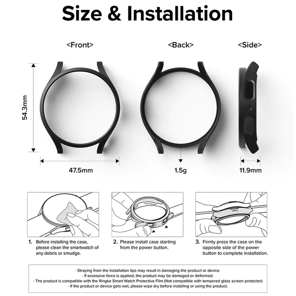 Picture of Samsung Galaxy Watch 5 Pro 45mm Case | Ringke Slim Case Durable PC Protection Case for Samsung Galaxy Watch 5 Pro Series 45mm (Dark Chrome)