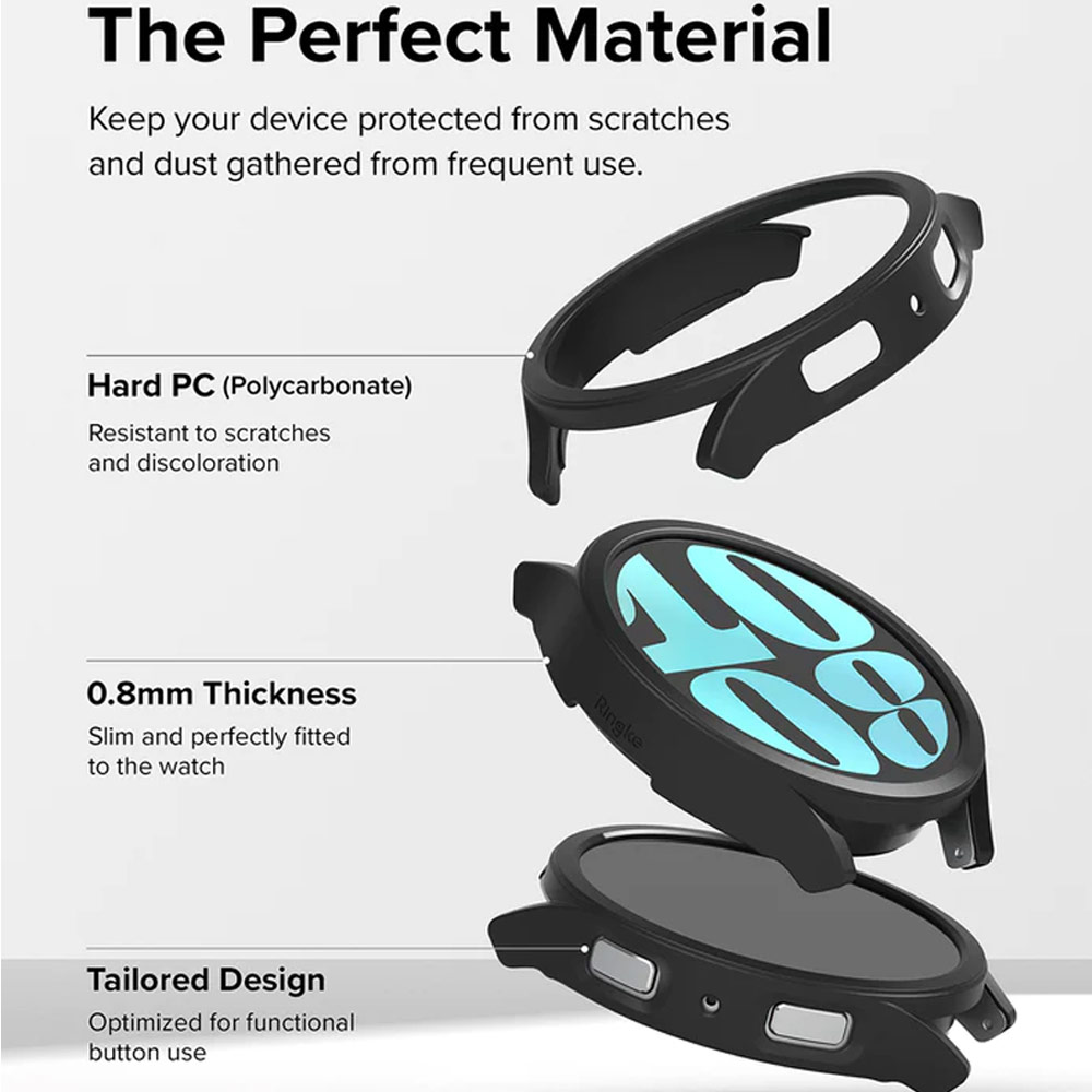 Picture of Samsung Galaxy Watch 6 44mm Case | Ringke Slim Case Durable Protection PC Case for Samsung Galaxy Watch 6 Series 44mm (Clear and Dark Chrome)