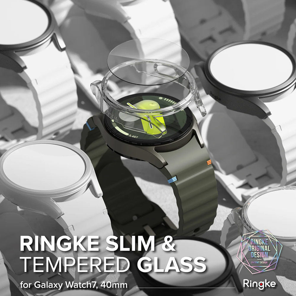 Picture of Samsung Galaxy Watch 7 40mm Case | Ringke Slim Case and Tempered Glass Screen Protector for Samsung Galaxy Watch 7 40mm (Clear)