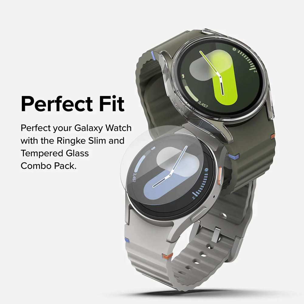 Picture of Samsung Galaxy Watch 7 44mm Case | Ringke Slim Case and Tempered Glass Screen Protector for Samsung Galaxy Watch 7 44mm (Matte Black)