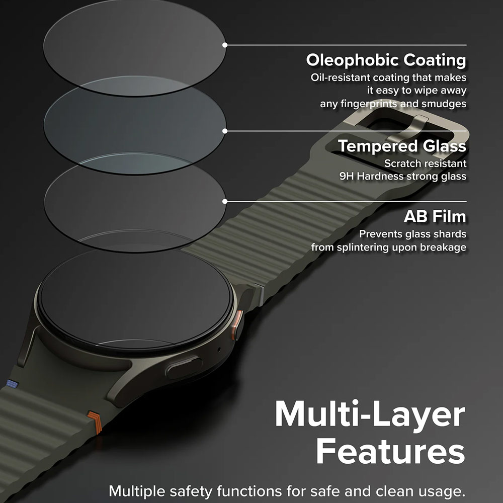 Picture of Samsung Galaxy Watch 7 44mm Case | Ringke Slim Case and Tempered Glass Screen Protector for Samsung Galaxy Watch 7 44mm (Matte Black)